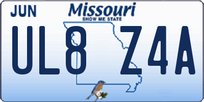 MO license plate UL8Z4A