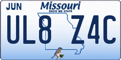 MO license plate UL8Z4C