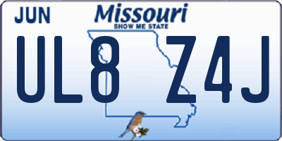 MO license plate UL8Z4J