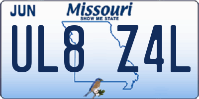 MO license plate UL8Z4L