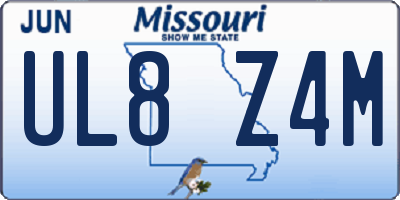MO license plate UL8Z4M
