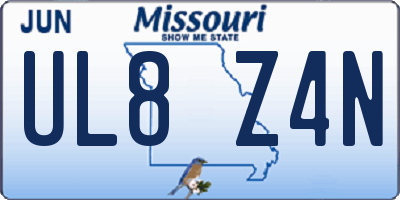 MO license plate UL8Z4N