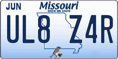 MO license plate UL8Z4R