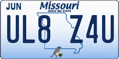 MO license plate UL8Z4U