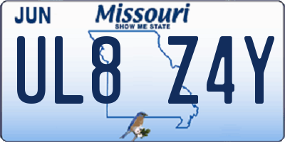MO license plate UL8Z4Y