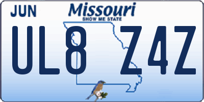 MO license plate UL8Z4Z
