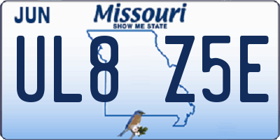 MO license plate UL8Z5E