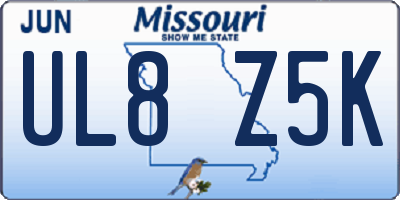 MO license plate UL8Z5K