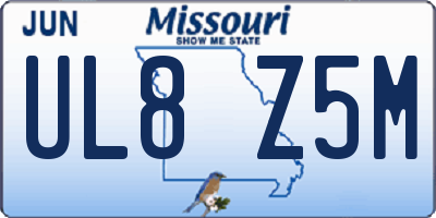 MO license plate UL8Z5M