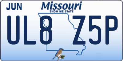 MO license plate UL8Z5P
