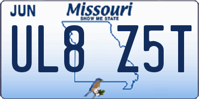 MO license plate UL8Z5T