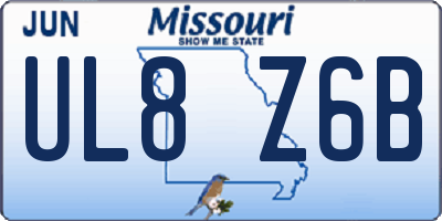 MO license plate UL8Z6B