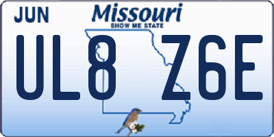 MO license plate UL8Z6E