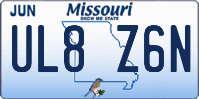 MO license plate UL8Z6N