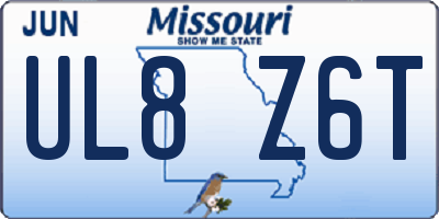 MO license plate UL8Z6T