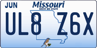 MO license plate UL8Z6X
