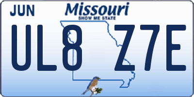MO license plate UL8Z7E