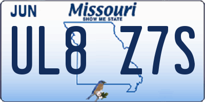 MO license plate UL8Z7S