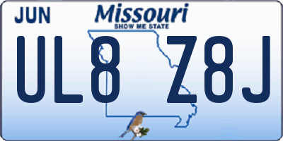 MO license plate UL8Z8J