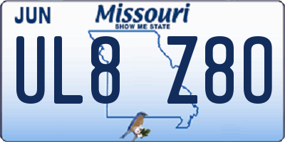 MO license plate UL8Z8O