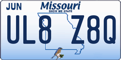 MO license plate UL8Z8Q
