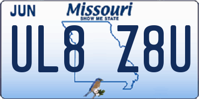 MO license plate UL8Z8U