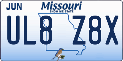 MO license plate UL8Z8X
