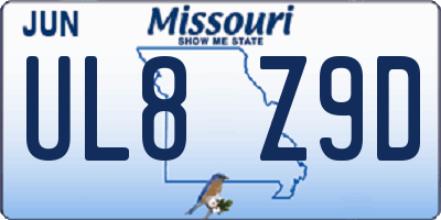 MO license plate UL8Z9D