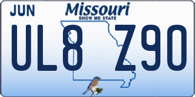 MO license plate UL8Z9O
