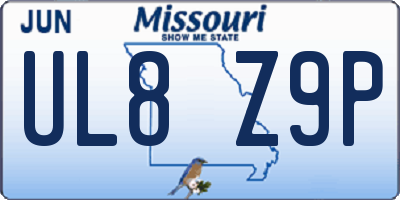 MO license plate UL8Z9P