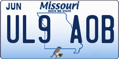 MO license plate UL9A0B