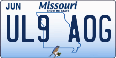 MO license plate UL9A0G