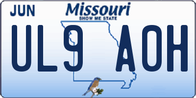 MO license plate UL9A0H