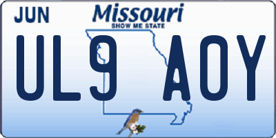 MO license plate UL9A0Y