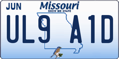 MO license plate UL9A1D