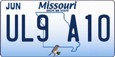 MO license plate UL9A1O