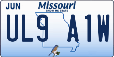 MO license plate UL9A1W