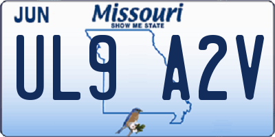 MO license plate UL9A2V