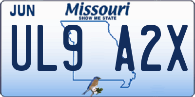 MO license plate UL9A2X