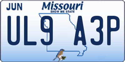 MO license plate UL9A3P