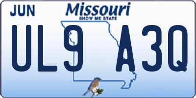 MO license plate UL9A3Q