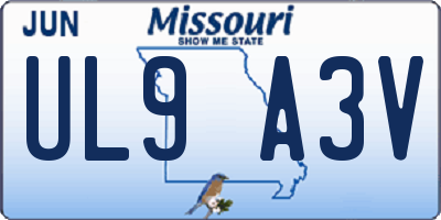 MO license plate UL9A3V