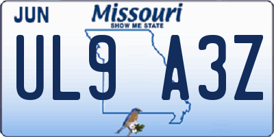 MO license plate UL9A3Z