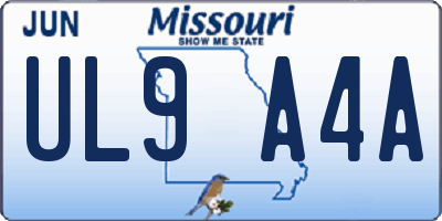 MO license plate UL9A4A