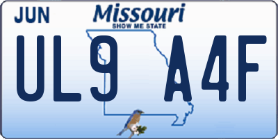 MO license plate UL9A4F