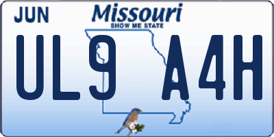 MO license plate UL9A4H
