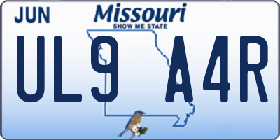 MO license plate UL9A4R