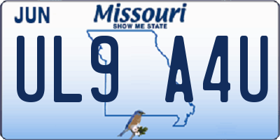 MO license plate UL9A4U