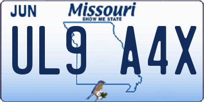 MO license plate UL9A4X