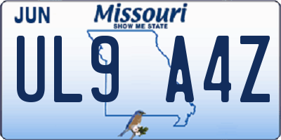 MO license plate UL9A4Z